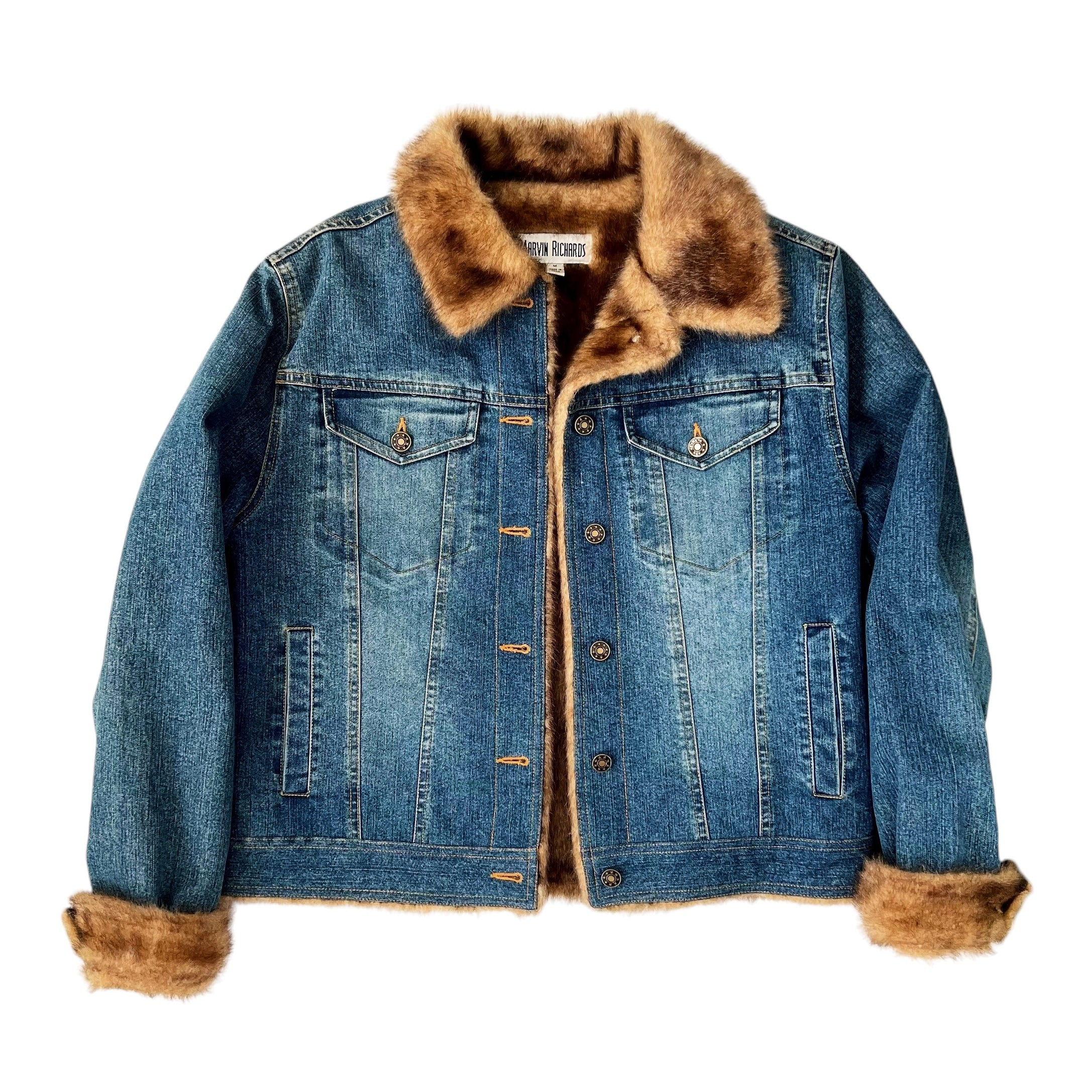 Vintage Faux Fur Denim Jacket (M)