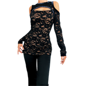 Lacy Black Cutout Top (M)