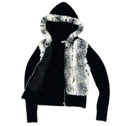 Furry Ribbed Knit Zip Up (S)