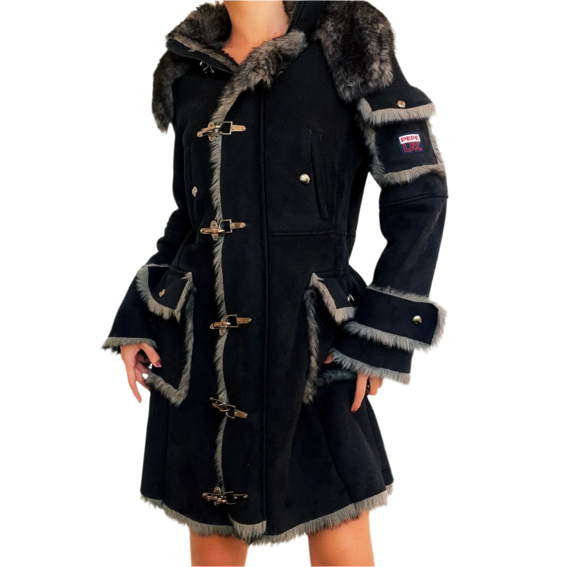 Pepe Jeans Furry Hooded Coat (S)