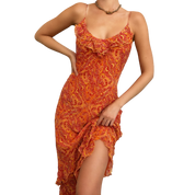Vintage Vibrant Beaded Silk Dress (XS)
