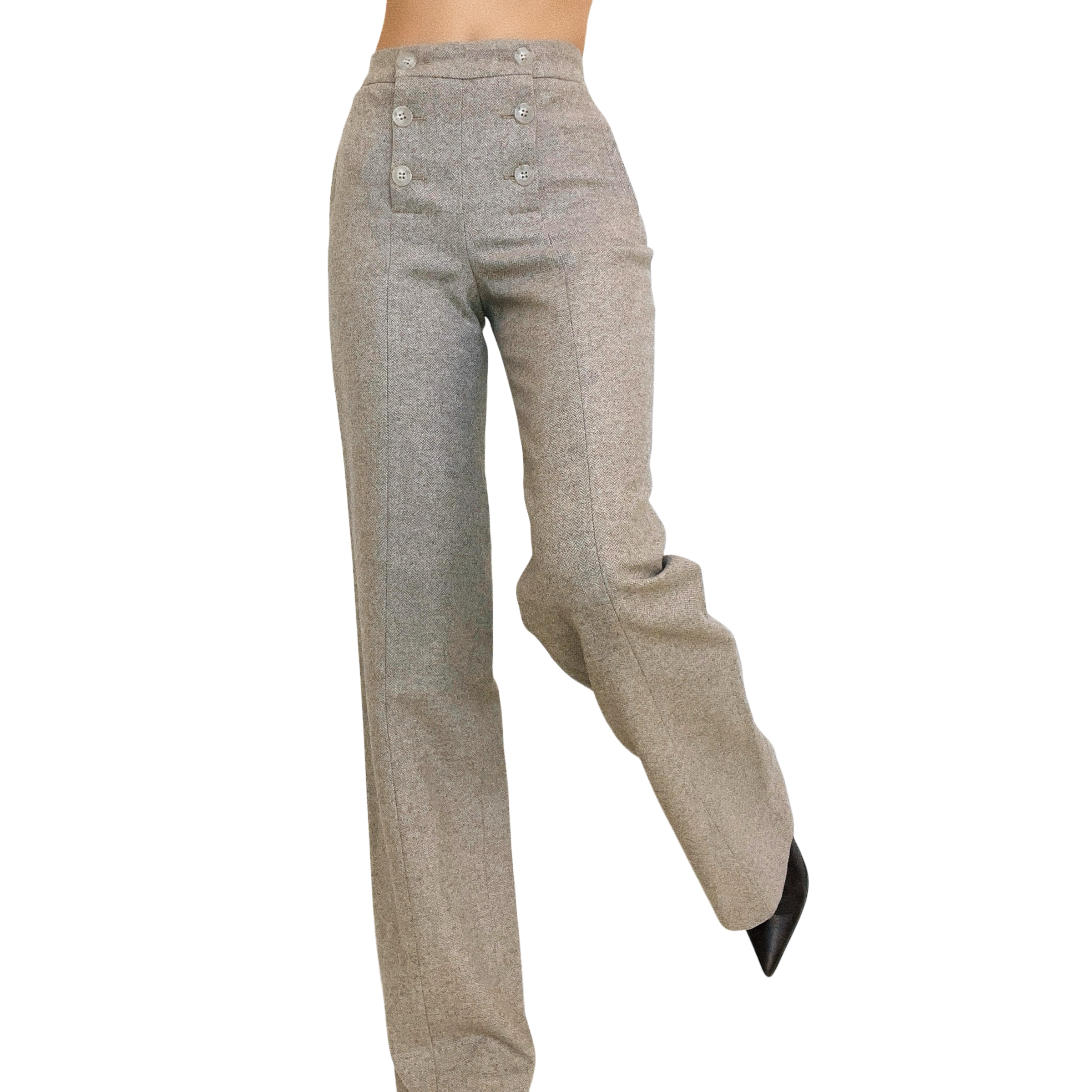 Sézane Taupe Tweed Trousers (XS)