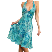 Early 2000s Silk Halter Dress (M)