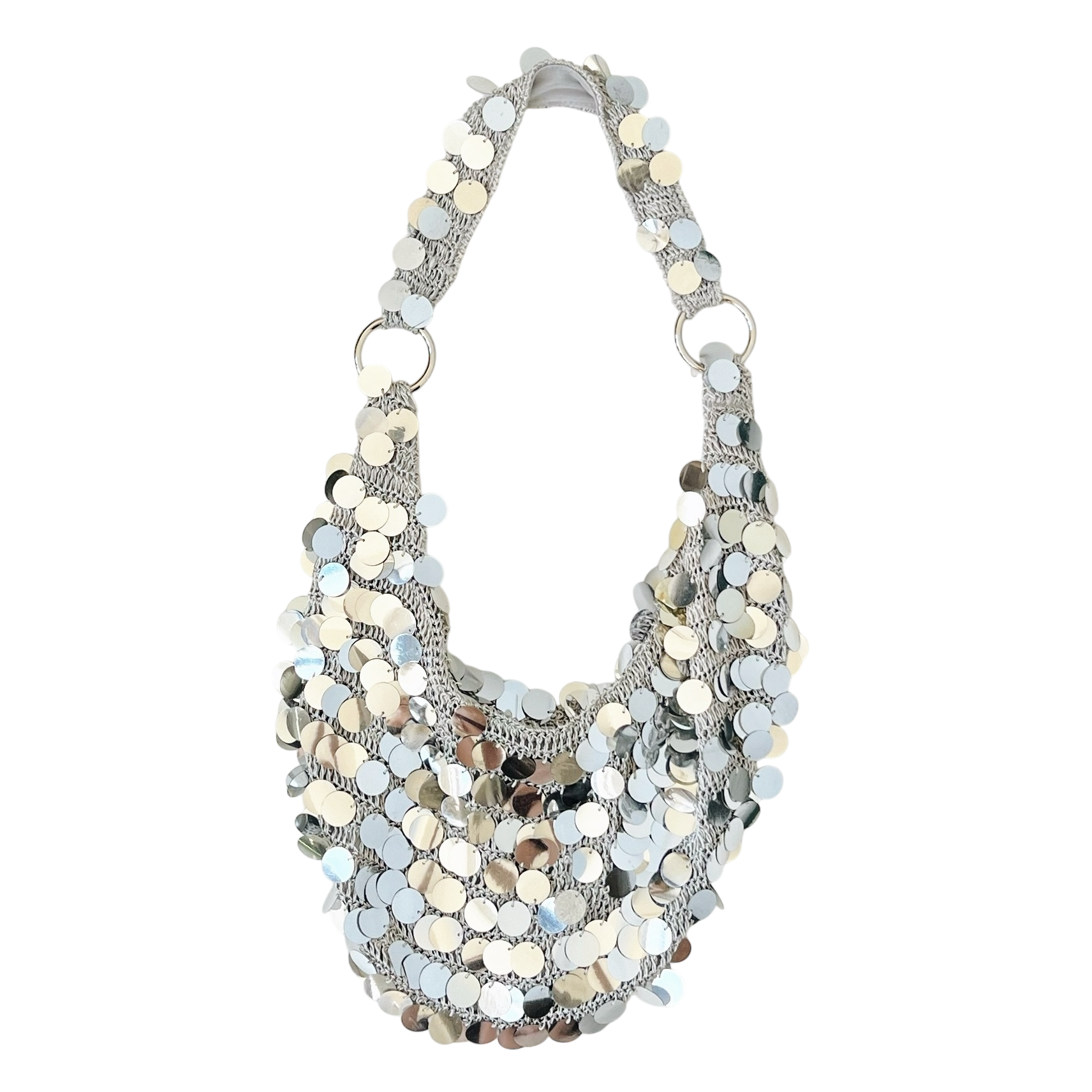 Flashy Silver Crochet Purse