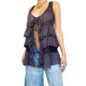 Muted Plum Tie Front Top (S/M)