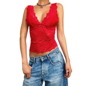 Bebe Cherry Red Lacy Top (XS/S)
