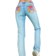 Early 2000s Flower Pocket Jeans (S)