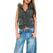 Furry Chunky Knit Vest (M)