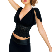 Bebe Lacy Black Top (XS/S)