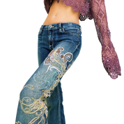 Early 2000s Embroidered Jeans (XS)