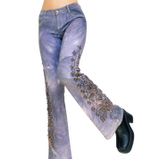 Caché Heavily Beaded Flare Jeans (S)
