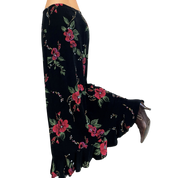 Slinky Black Floral Maxi Skirt (S/M)