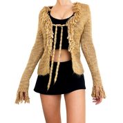Vintage Fringy Tan Cardi (S)
