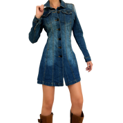 Denim Button Up Mini Dress (S)