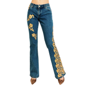 Caché Gold Embellished Jeans (S)