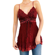 Burgundy Beaded Silk Top (M)