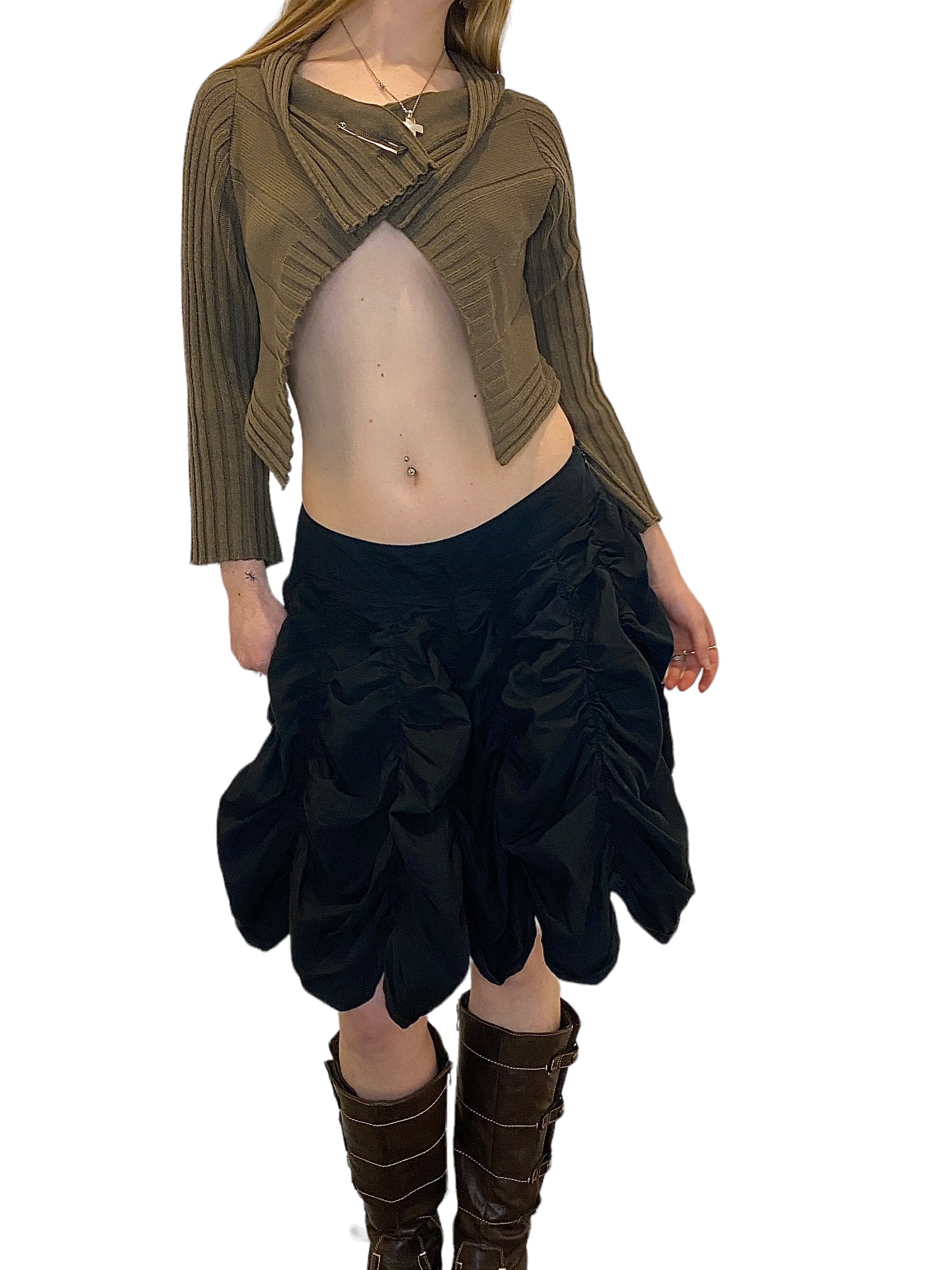90s Archive Ruched Puffball Parachute Skirt (M)