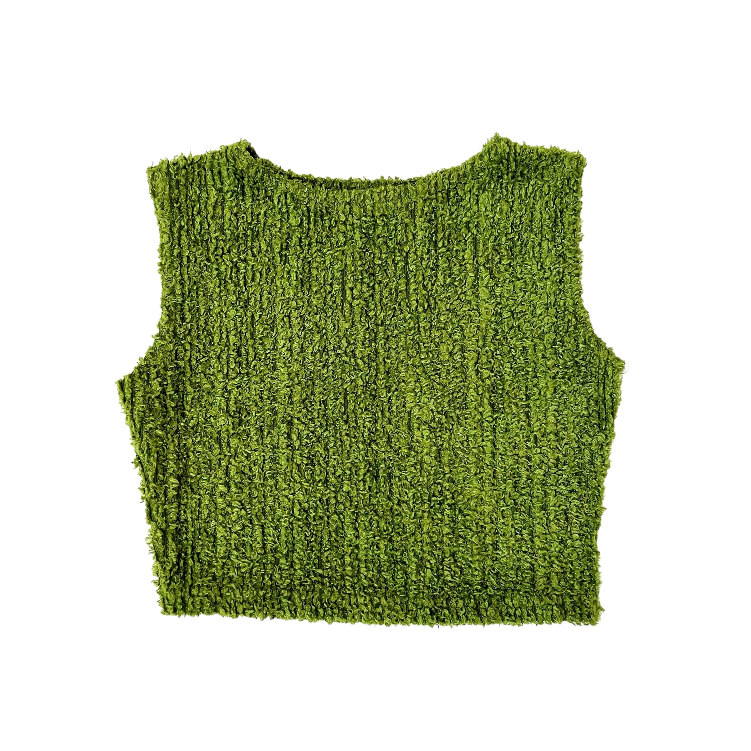 90s Matcha Green Textured Crop Top (M)