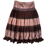 Funky Brown Tiered Midi Skirt (M)