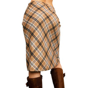 90s Tan Plaid Midi Skirt (S)