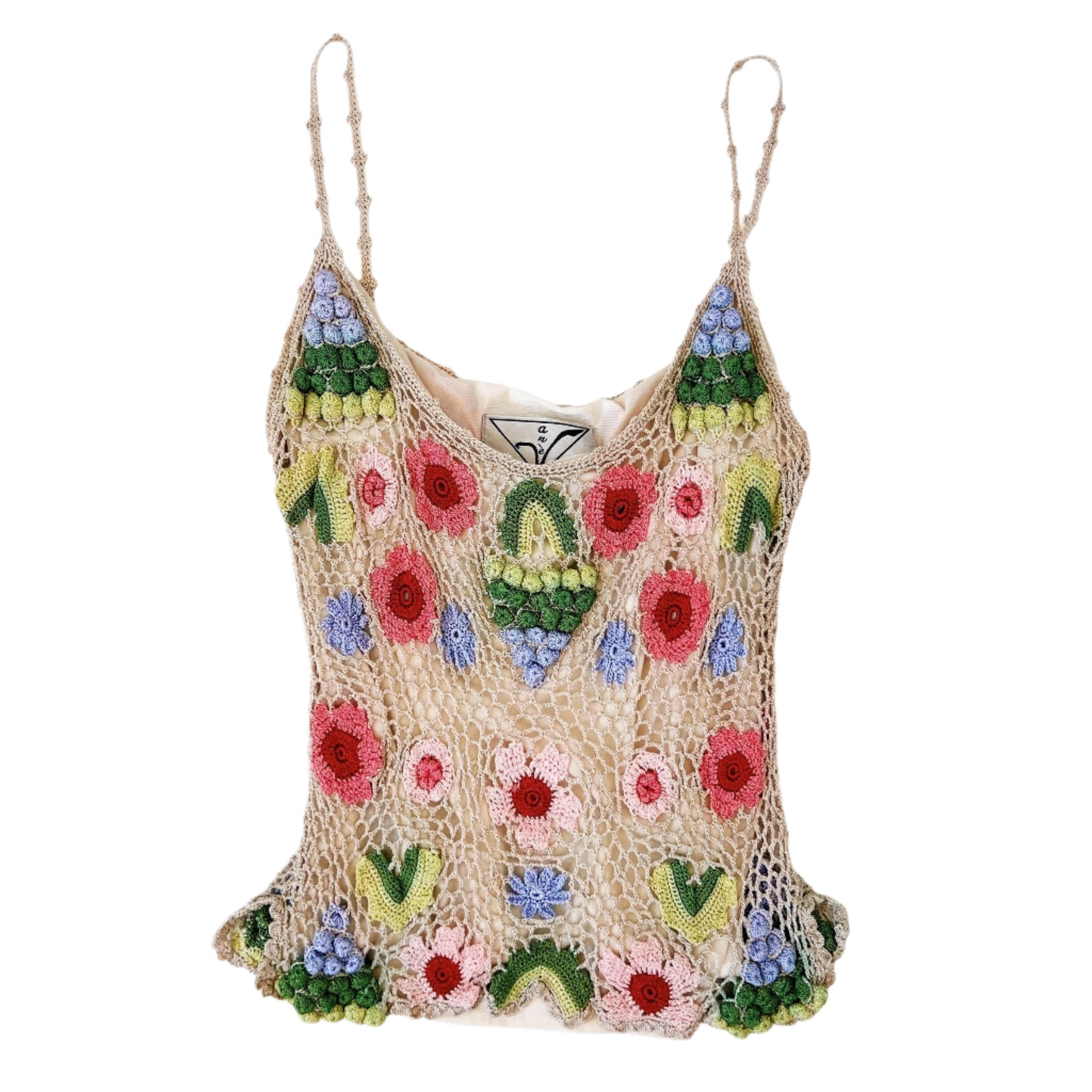 Vintage Intricate Floral Crochet Top (XS/S)