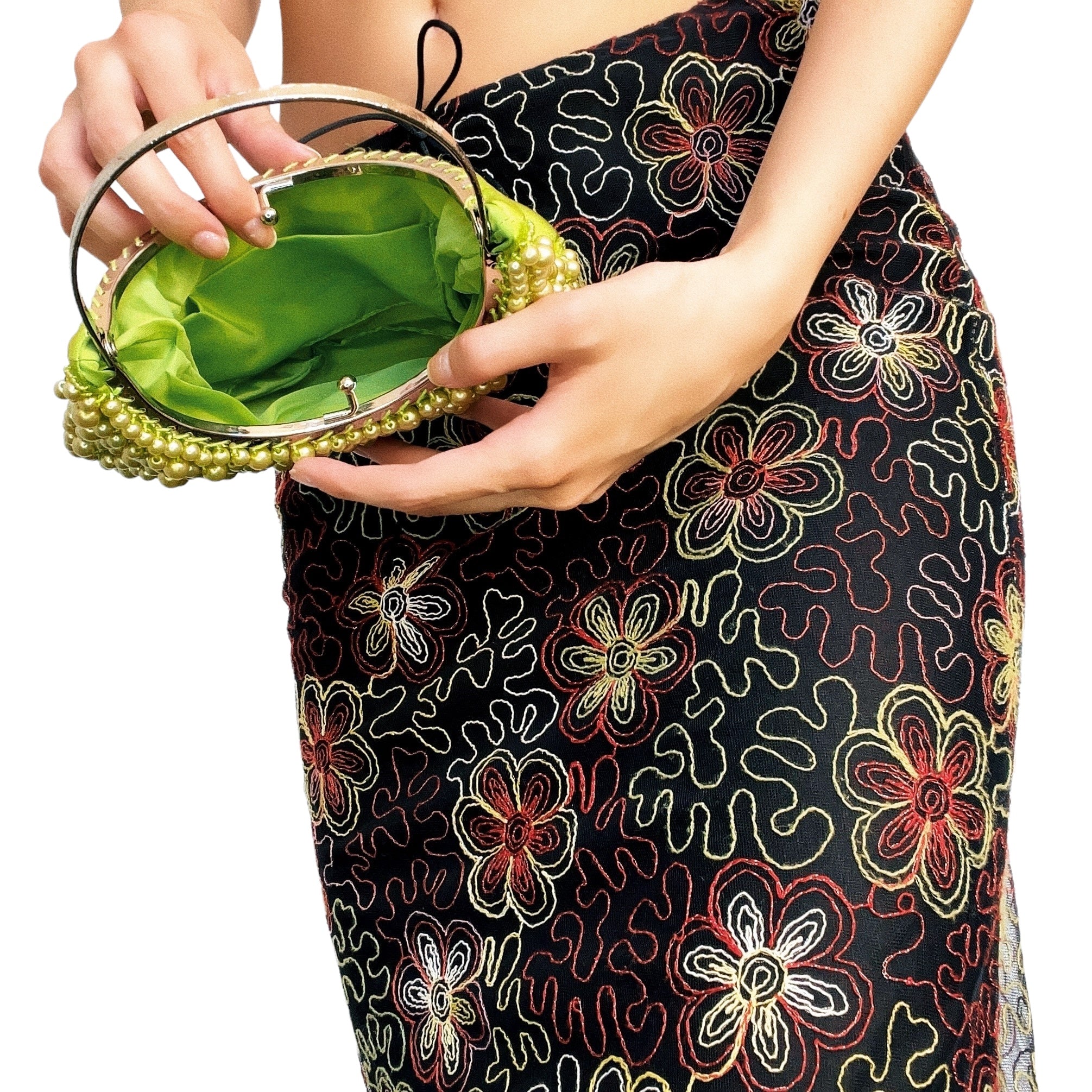 Lime Green Beaded Mini Purse