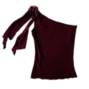 Early 2000s Burgundy One Shoulder Top (S)