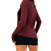 Burgundy Furry Knit Cardigan (S/M)