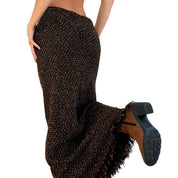 Chocolate Brown Tweed Maxi Skirt (S/M)