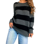 Black & Gray Striped Cashmere Sweater (M/L)