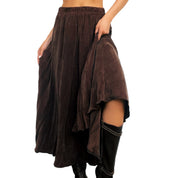 Vintage Flowy Brown Midi Skirt (S)