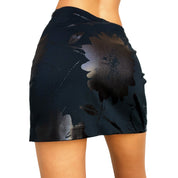 Early 2000s Black Floral Mini Skirt (S)