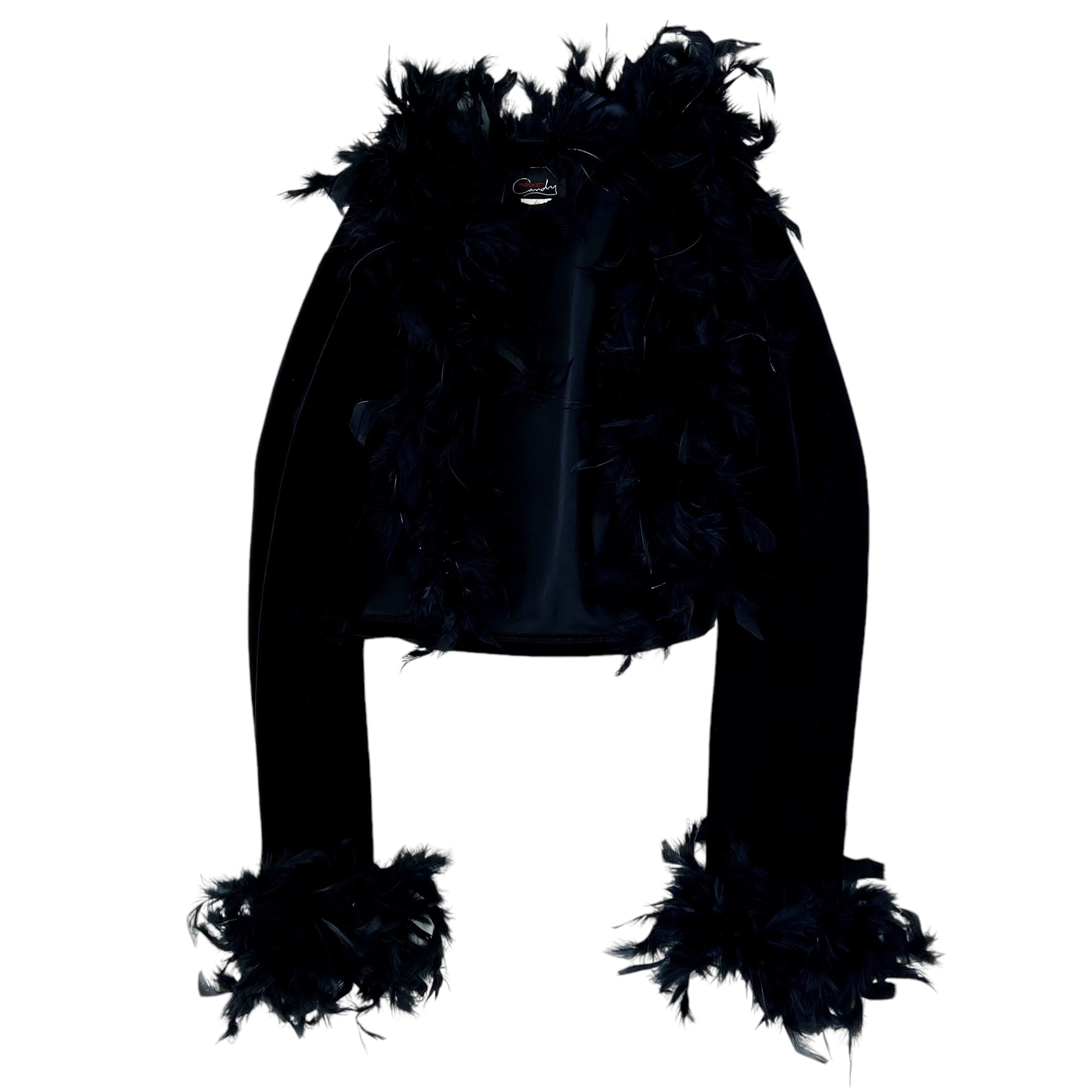 90s Velvet Feather Trim Cardi (S/M)