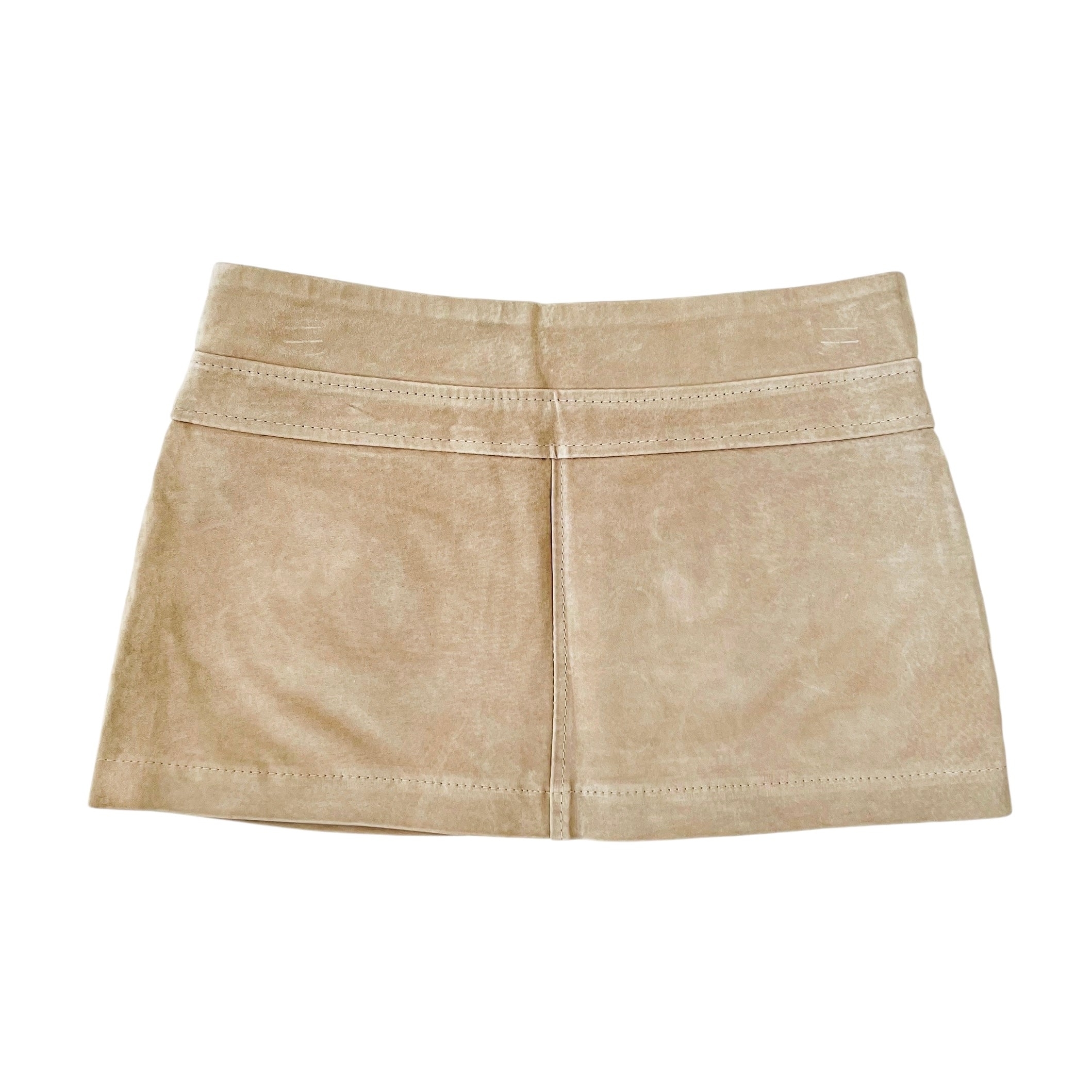 Tan Suede Leather Micro Mini Skirt (XS/S)