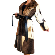 Long Patchwork Rabbit Fur Coat (M)