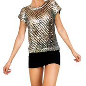 Vintage Silver Sequin Knit Top (S)