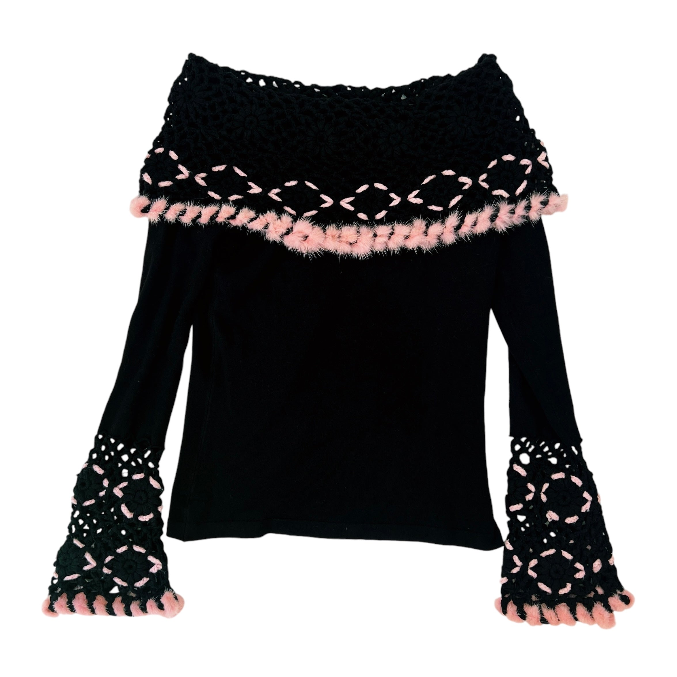 Off The Shoulder Fur Trim Top (M)