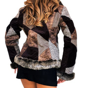 Chocolate Brown Patchwork Coat (S)