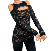 Lacy Black Cutout Top (M)