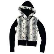 Furry Ribbed Knit Zip Up (S)