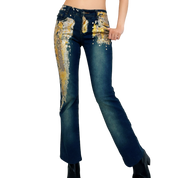 Early 2000s Gold Embellished Jeans (XS/S)