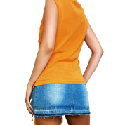 Caché Embellished Orange Mesh Top (M)