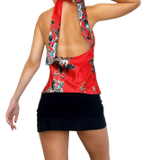 Floral Satin High Neck Top (M)
