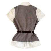 Preppy Layered Look Blouse Top (S/M)
