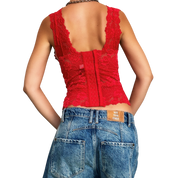 Bebe Cherry Red Lacy Top (XS/S)