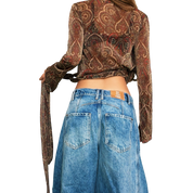 90s Sparkly Wrap Top (S/M)