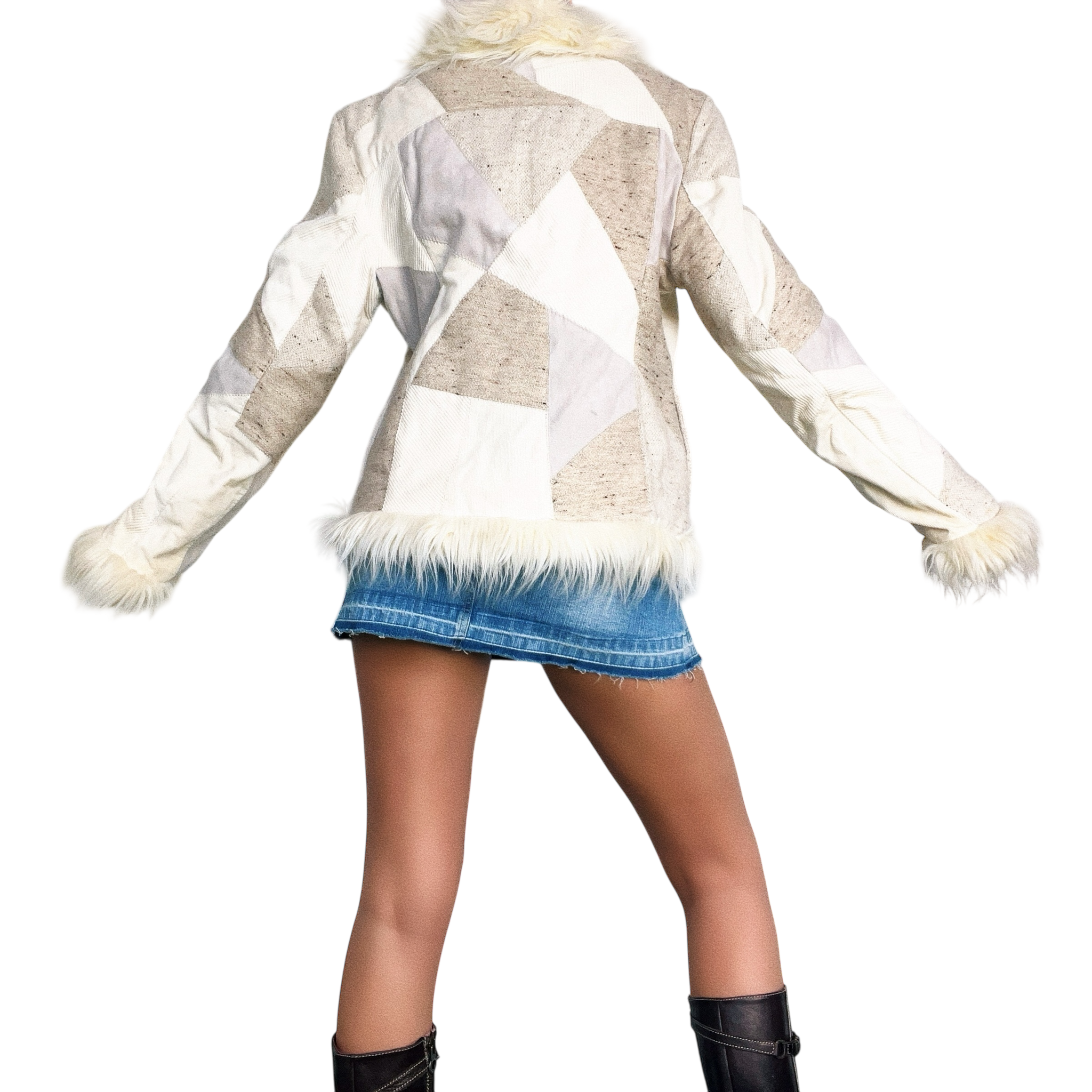 Early 2000s Furry Patchwork Jacket (M) – Holy Thrift Early 2000s Furry Patchwork Jacket (M) – Holy Thrift