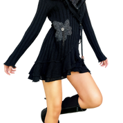 Furry Black Wrap Cardi (S/M)