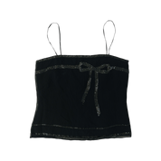 Sequin Embellished Silk Bow Top (S)