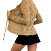 Vintage Fringy Tan Cardi (S)